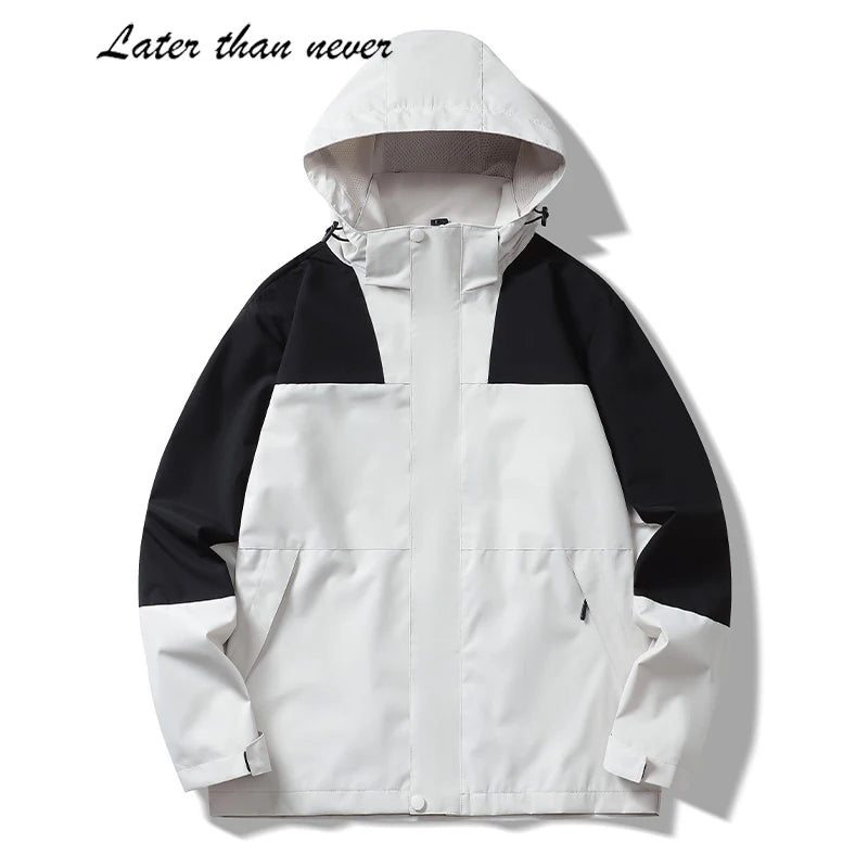 Patchwork Men's Jackets Detachable Hood Outdoor Windbreaker Jacket Full Zipper Spring Autumn Man Jacket Chaqueta Masculina