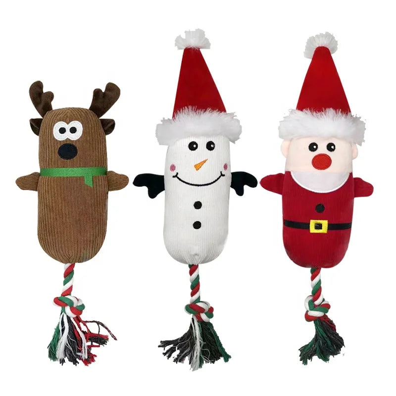 Dog Plush Toy Christmas Wholesale Squeaky  Dog Toys with Rope for Dog