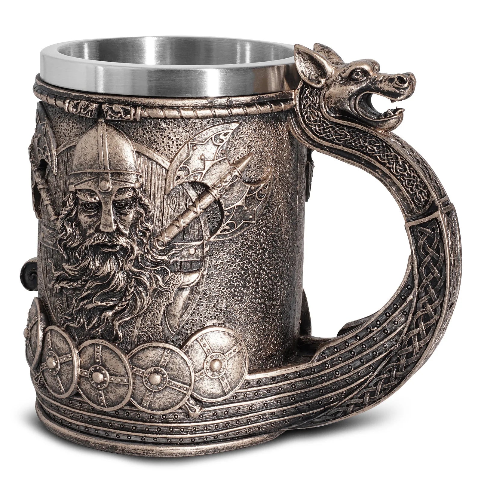 Viking General Creative Mugs WJA24 Medieval Warrior Wood Barrel Norwegian Mythical Mug Viking Statue Thor Mug Customizable