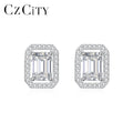 CZCITY Earring Jewelry Bridal Designer Luxury Woman Diamond Silver Square Stud 925 Sterling Earing Moissanite