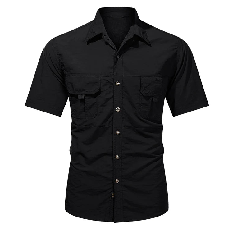 Men's Custom Liner Casual Short Sleeved Shirt Breathable Quick Dry for Outdoor Anti-Wrinkle Plain Dyed for Autumn Workwear