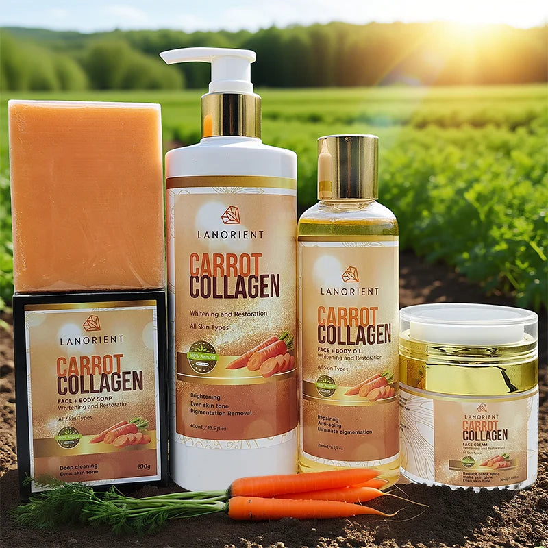 OEM Wholesale Organic Vitamin C Skin Care Black Spot Whitening Carrot Skin Care Set for Women