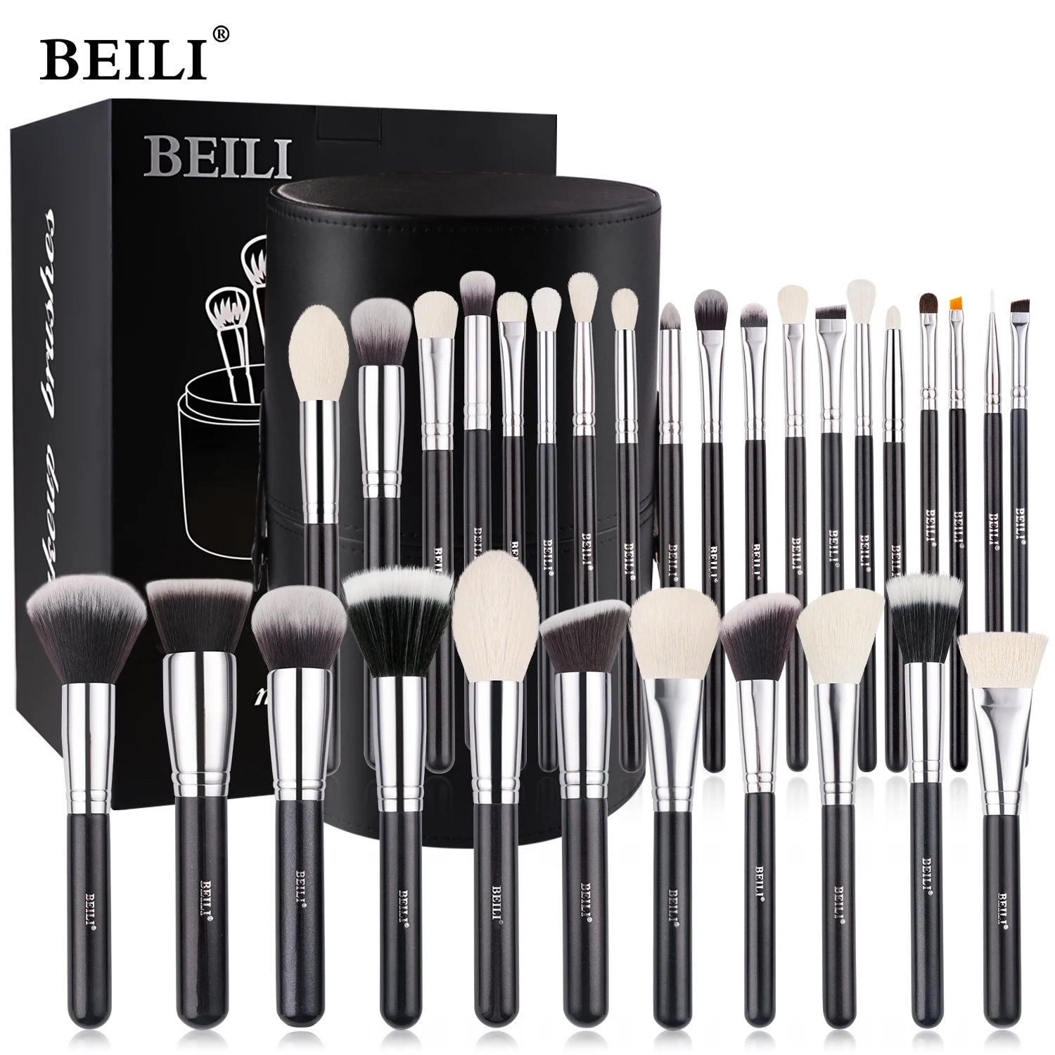 For Professional Black Synthetic Hair Makeup Brush Set 30-Piece Face & Eye/Lip/Contour Tools for Large Order Cosmetic Use