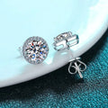 Silver 925 Orginal Total 1-2 Carat Diamond Test Past Round Brilliant Cut Sparkling Moissanite Party Stud Earrings Gemstone Gift
