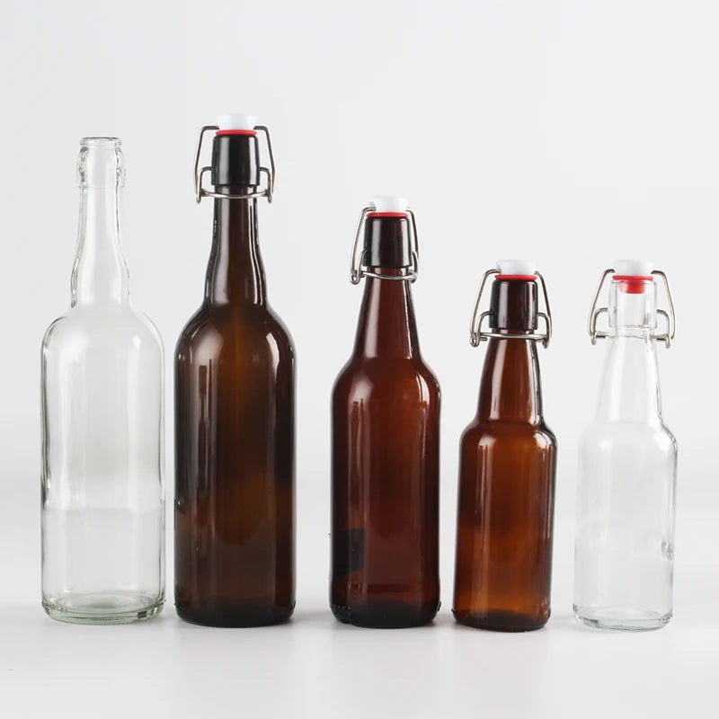 Wholesale Stock 330ml 500ml 750ml 1000ml Empty Clear/amber Glass Beer Bottles