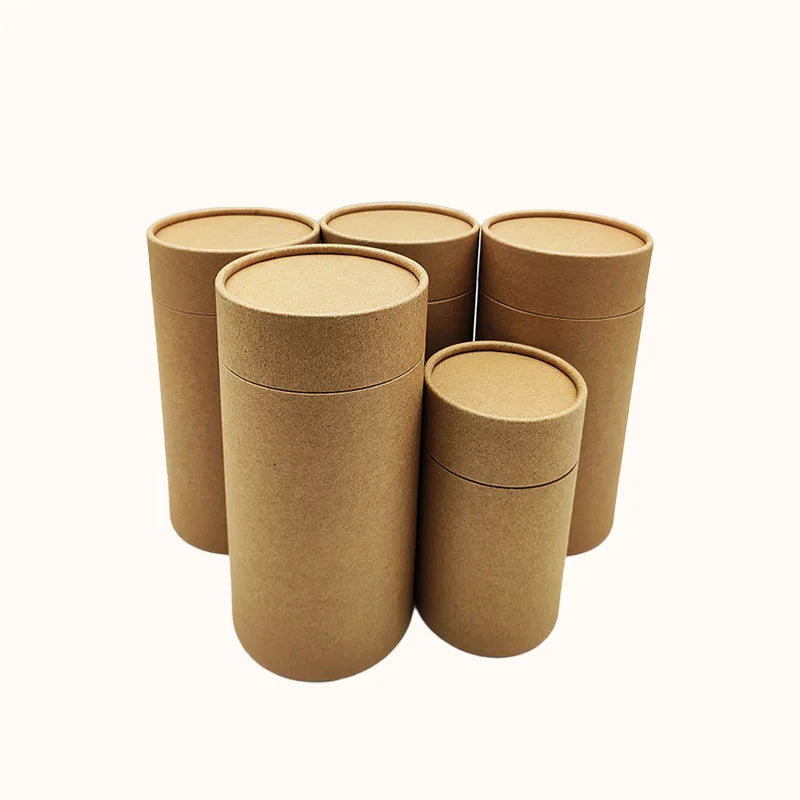 Eco-Friendly Brown Kraft Paper Tube Food Grade Cylinder for Tea Skin Care Cosmetic Crafts Packaging for Chocolate Sugar Storage