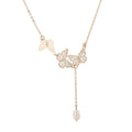 SC New Hot Gold Plated Irregular Pearl Pendant Necklace Wholesale Special Creative Hollow Butterfly Necklace for Women
