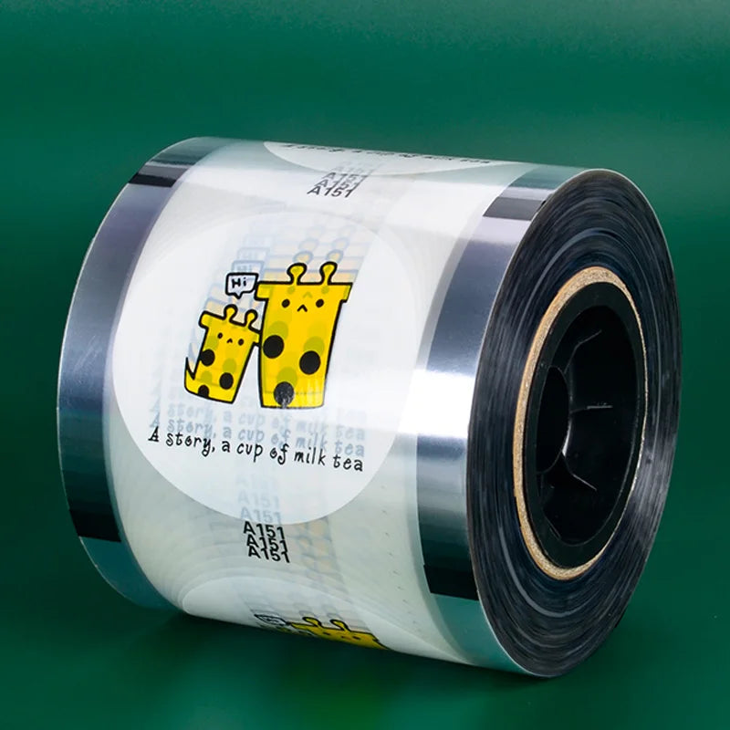 90/95 Caliber Printed Giraffe logo Cup Sealing Film Milk Tea Plastic Cup Soybean Milk Sealing Film One Roll Binding
