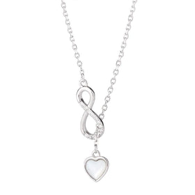 Fashion Hot Sale 925 Sterling Silver Rhodium Plated Infinity Symbol Women's Heart Pendant Necklace Wholesale