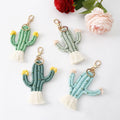 Hand Woven Macrame Ornaments Bag Pendant Boho Party Favors Cactus Keychain Plant Lover Gift for Her