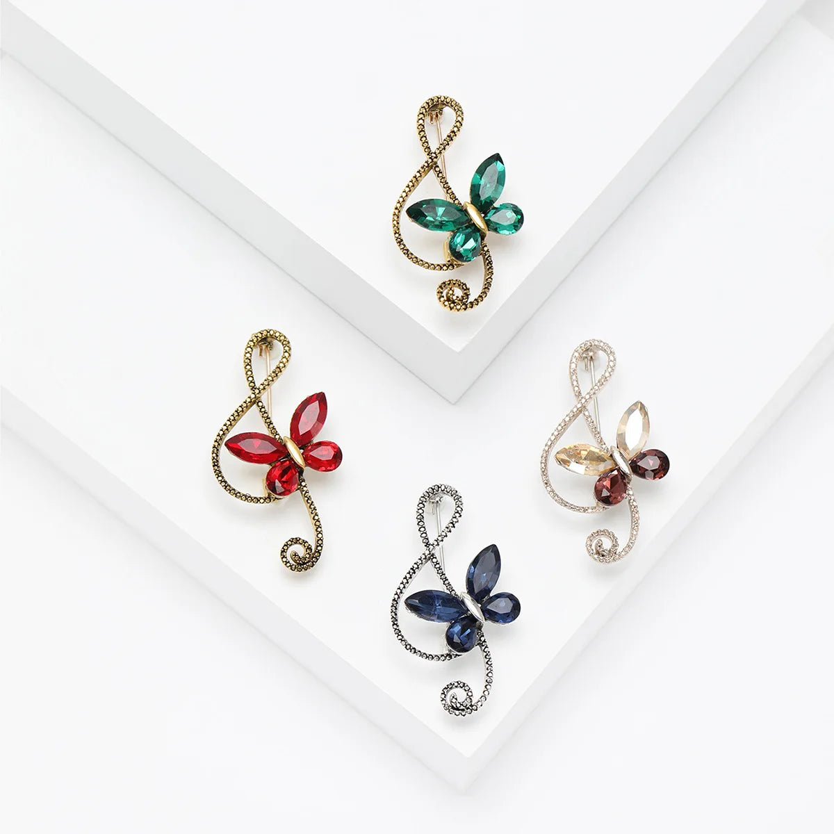 Luxury Jewelry Crystal butterfly Lapel Pins Rhinestone Musical Notes Brooches Pins for Women Dress Accessories