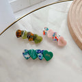 DOWELL Korean Simple Medium Horizontal Clip One Word Heart Acetate Hair Barrettes for Women