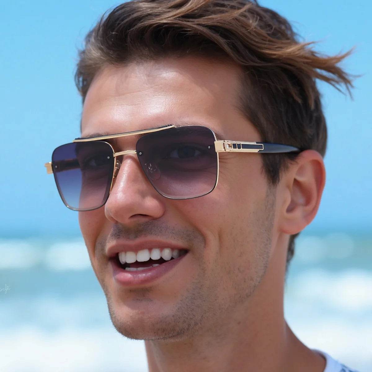 2025 Double Bridge Sunglasses for Men Women Fashion Metal Vintage Gradient Shades Pilot Polarized Sunglasses UV400 Protection