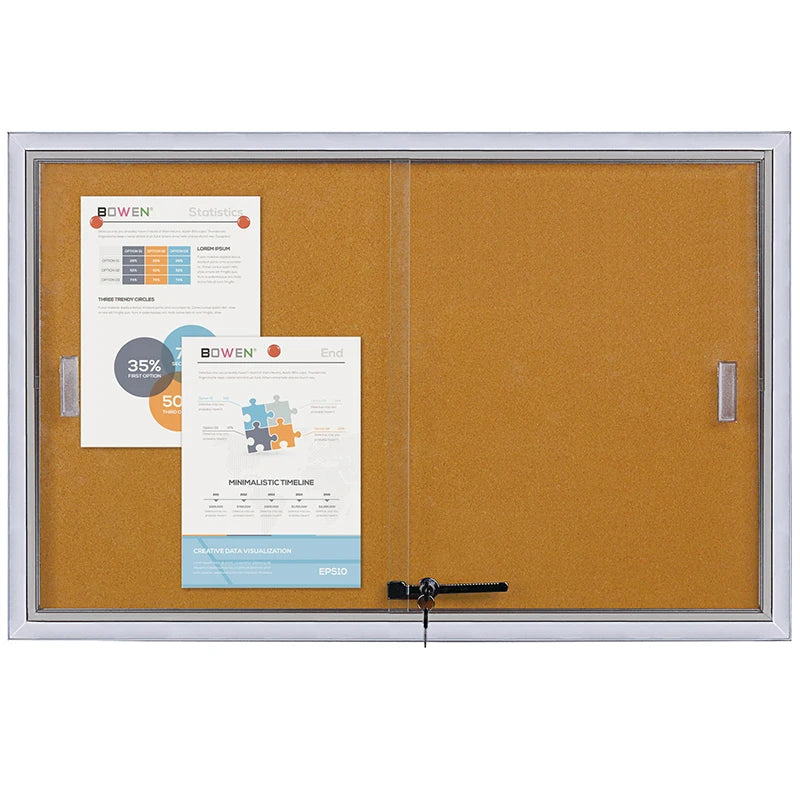 Cultural Bulletin Board Message Board Cork Board Strong LDF Core 1.2mm Thick Aluminum Alloy Frame Lock Keys-Customizable for MegaBDM
