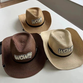 WD-A902 Colorful Straw Hat Women Men Fashion Butterfly Western Cowboy Straw Hat