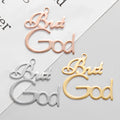 38.1x35mm High Polished Making Jewelry Diy Accessories Custom Necklace Stainless Steel Letter but GOD Charm Pendant