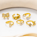 Powell Wholesale Classic Custom Stainless Steel Women's Jewelry Gold Plated Finger Rings Gemstone Pearl CZ Zircon Couple's