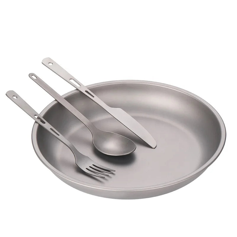 Titanium Plate Dish Outdoor Camping Tableware Ultralight Round Fruit Titanium Alloy Dinner Dishes Pan for BBQ Hiking Picnic