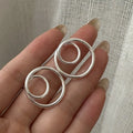 Special Unique Design 925 Sterling Silver Hollow Double Circle Round Stud Earrings for Women Girls Jewelry Gifts