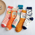 Wholesale Korean Creative Happy Graphic Socks Trendy Kawaii Novelty Cotton Crew Socks for Women