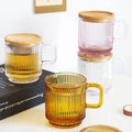 Handmade Premium Iridescent Glass Decanter with Lid Pink Classical Vertical Stripes Design for Business Gifts