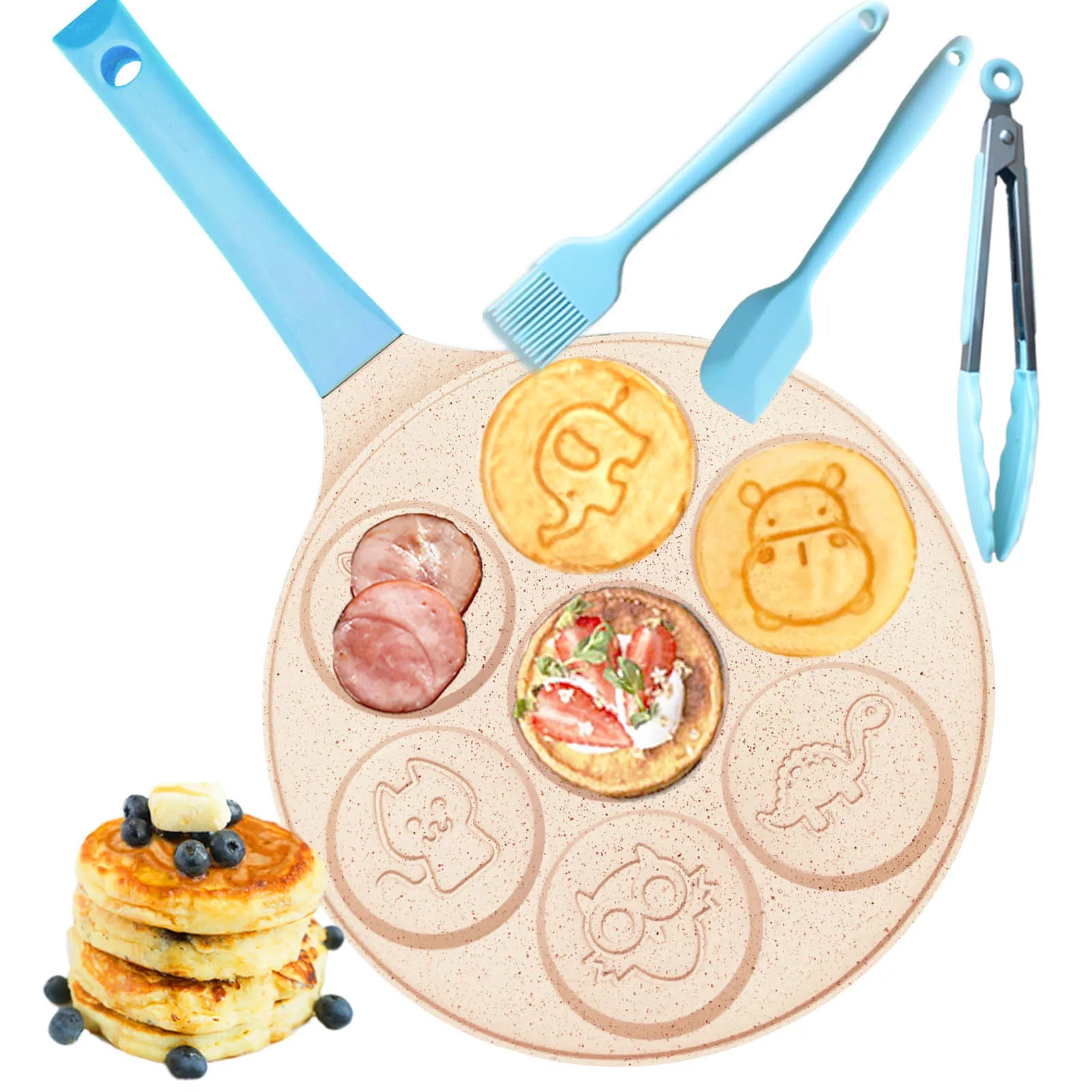 USA Stock Delivery Nonstick Non-Stick Cast Iron Griddle Pan Dutch Mini Frying Pancake Pan Baking Molds Cookware Sets