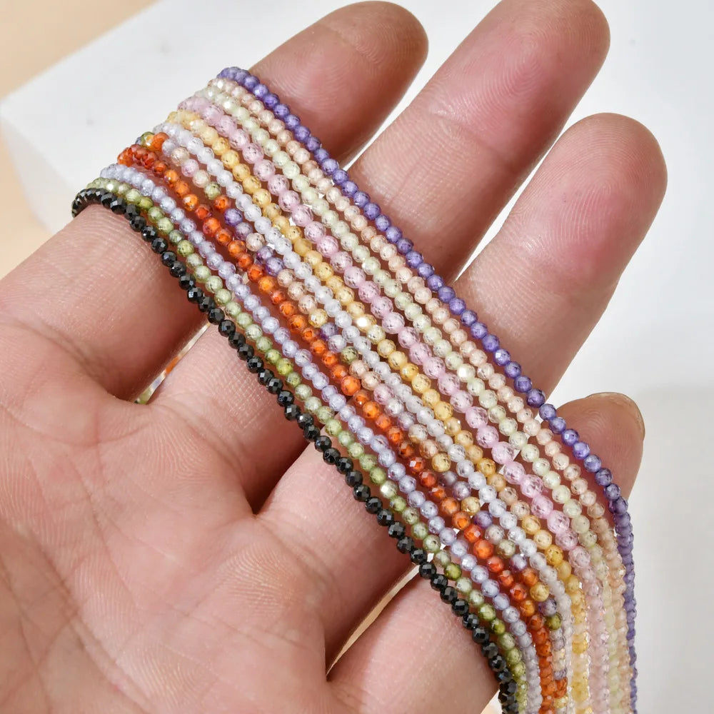 Fashion 2-3MM Facete Zircon Beaded Necklace Bohemian Colorful Handmade Beaded Necklace Jewelry