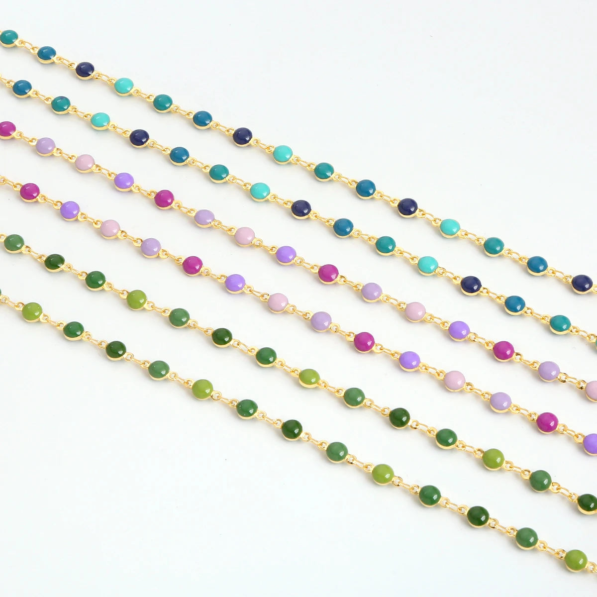 18K Color Preserving Gold Plated Oil Drop Hand Chain Brass Personality Fashion Colorful Necklace Chain DIY Enamel Loose Chain
