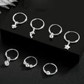 Tiny S999 Sterling Silver Hoop Earrings With Star Heart Moon Cross Key Tearsdrop Dolphin Charm