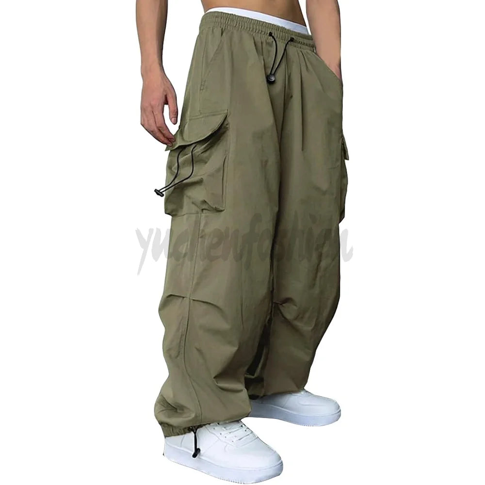 YUCHEN Oem  Casual High Weight  Wide Leg  Baggy Cargo Pants Multi  Pockets Custom Logo Unisex Jeans for Men