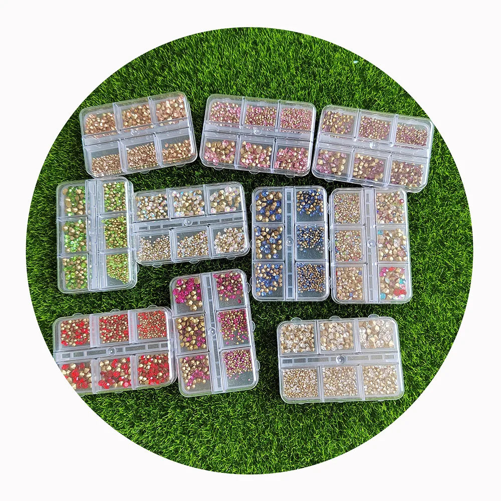 10boxes/lot Wholesale Acrylic Rhinestone Mini Pointed Stone Beads Nail Beauty Art Decor Slime Accessories