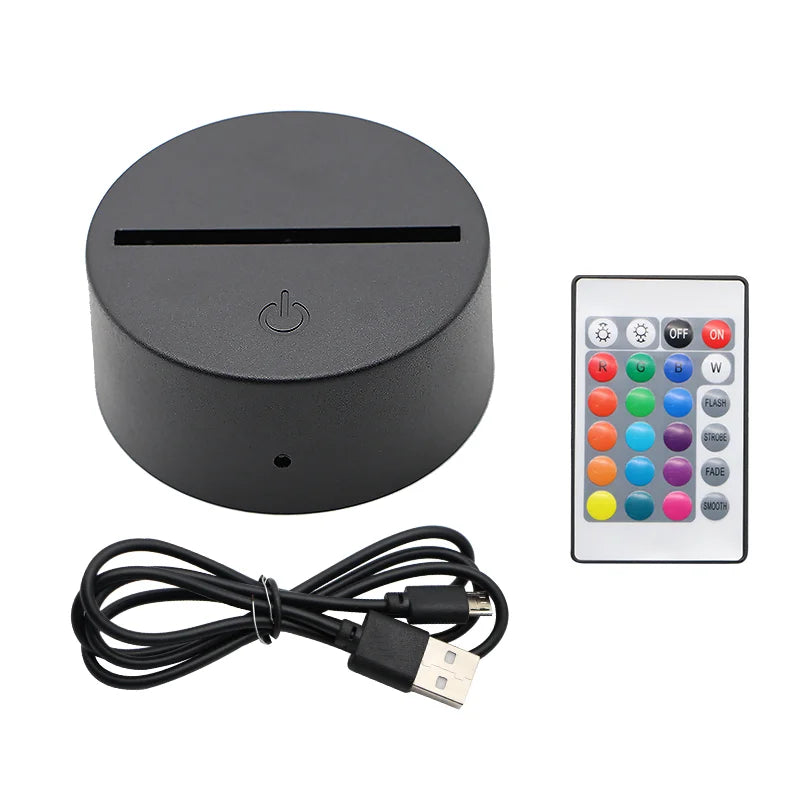 Led Lamp Bases for 3d Led Night Light Abs Acrylic Black 3d Led Lamp Night Light Touch Base With Usb Cable and Remote Control