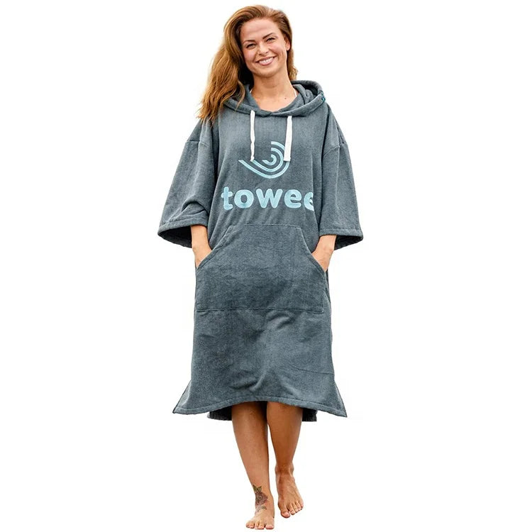 Custom Sea Swim Surf Hooded Beach Towel Poncho Changing Towel Robe Adult Kids