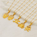 2025 Hiphop Jewelry 18k Gold Plated Stainless Steel Crystal Pirate Skull Necklace