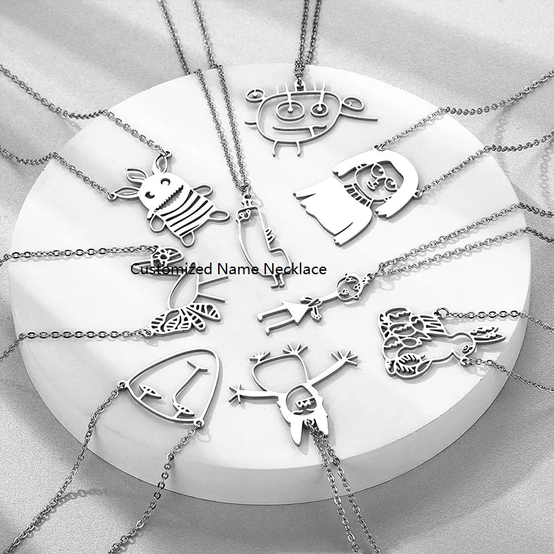 Customized Stainless Steel Necklace Gold-Plated Waterproof Matte Geometric Pendant Hypoallergenic Personalized Jewelry