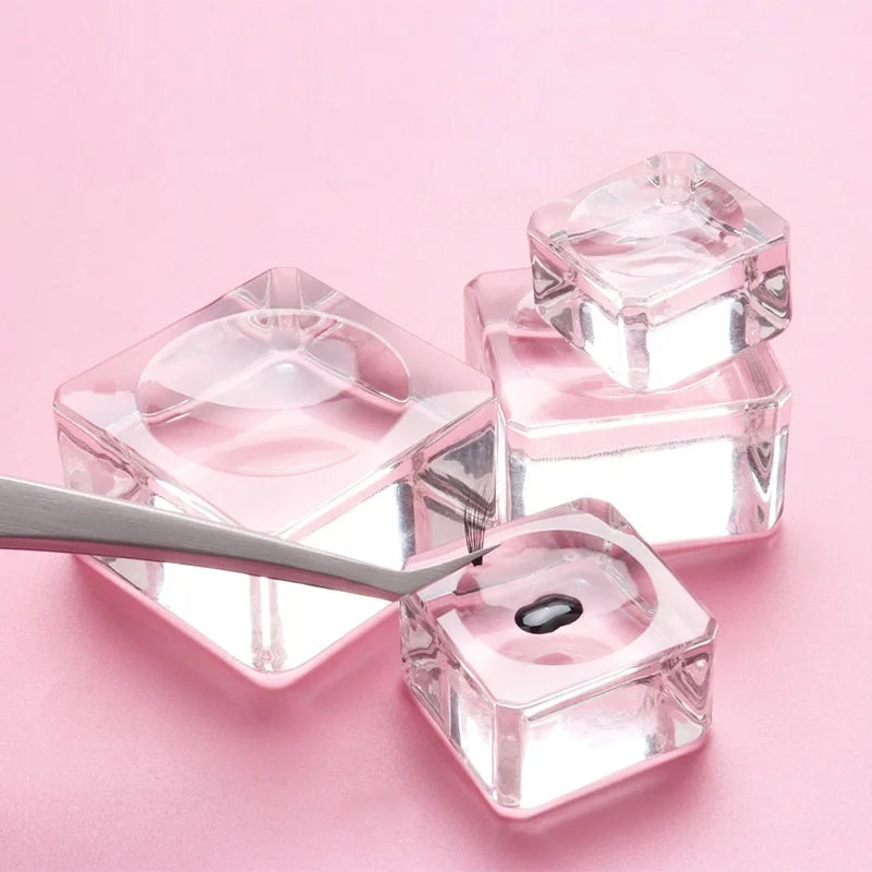 Square Glass Gasket for Holding Glue Crystal Glass Gaskets for Eyelashes