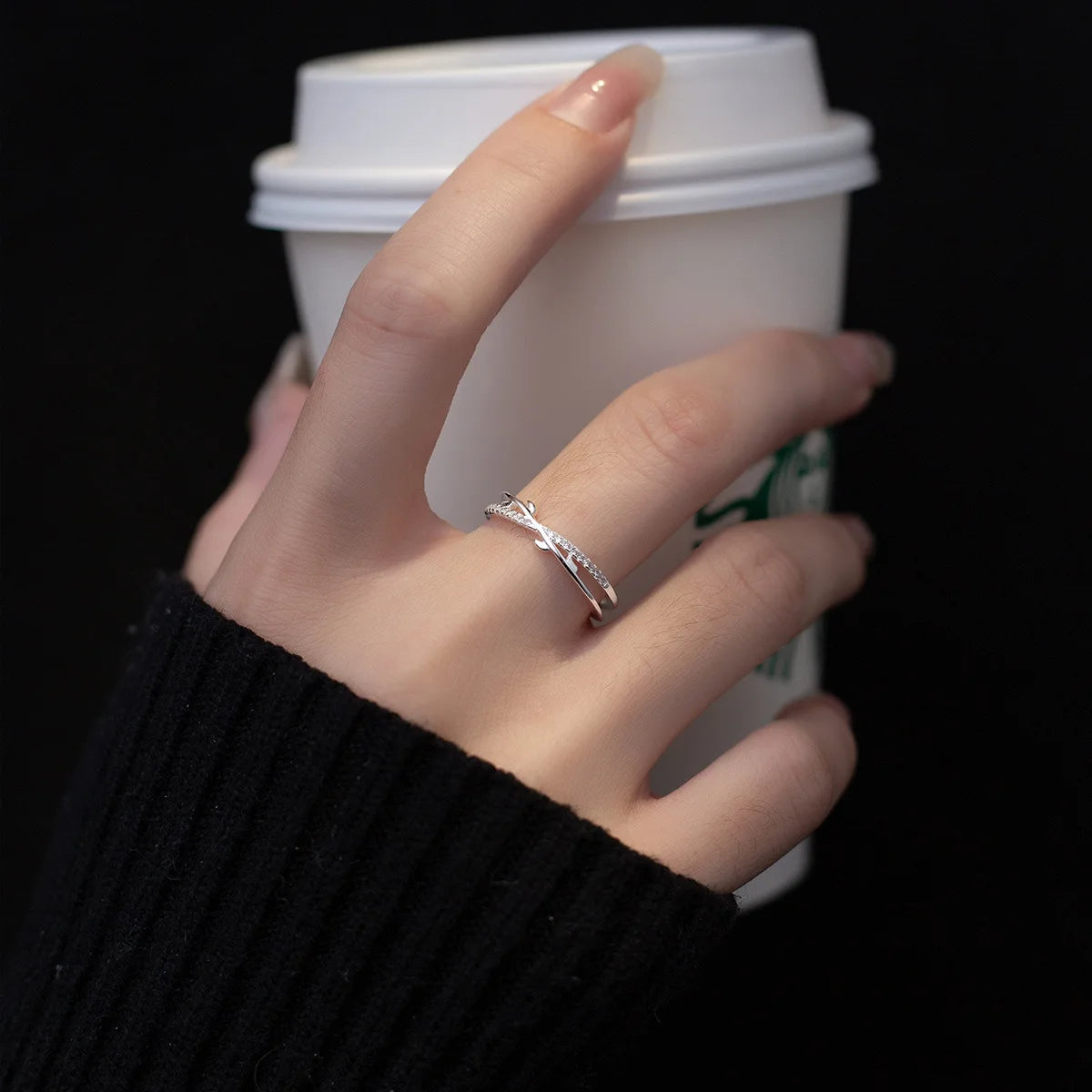 Tree Branch Shape Adjustable Open Women 925 Sterling Silver Rings Fashion Jewelry for Girls