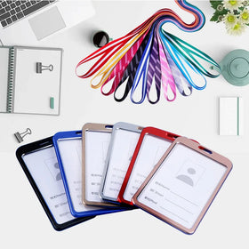 Factory Price Aluminum Alloy ID Card Holder Badge Horizontal Vertical Name Card Neck Lanyard Holder for Business Work Promotions