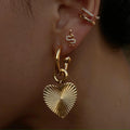 2024 Dazan New 18k Gold Plated Stainless Steel Hypoallergenic 2mm Pleated Love Heartwaterproof Tarnish Free Earrings  for Women