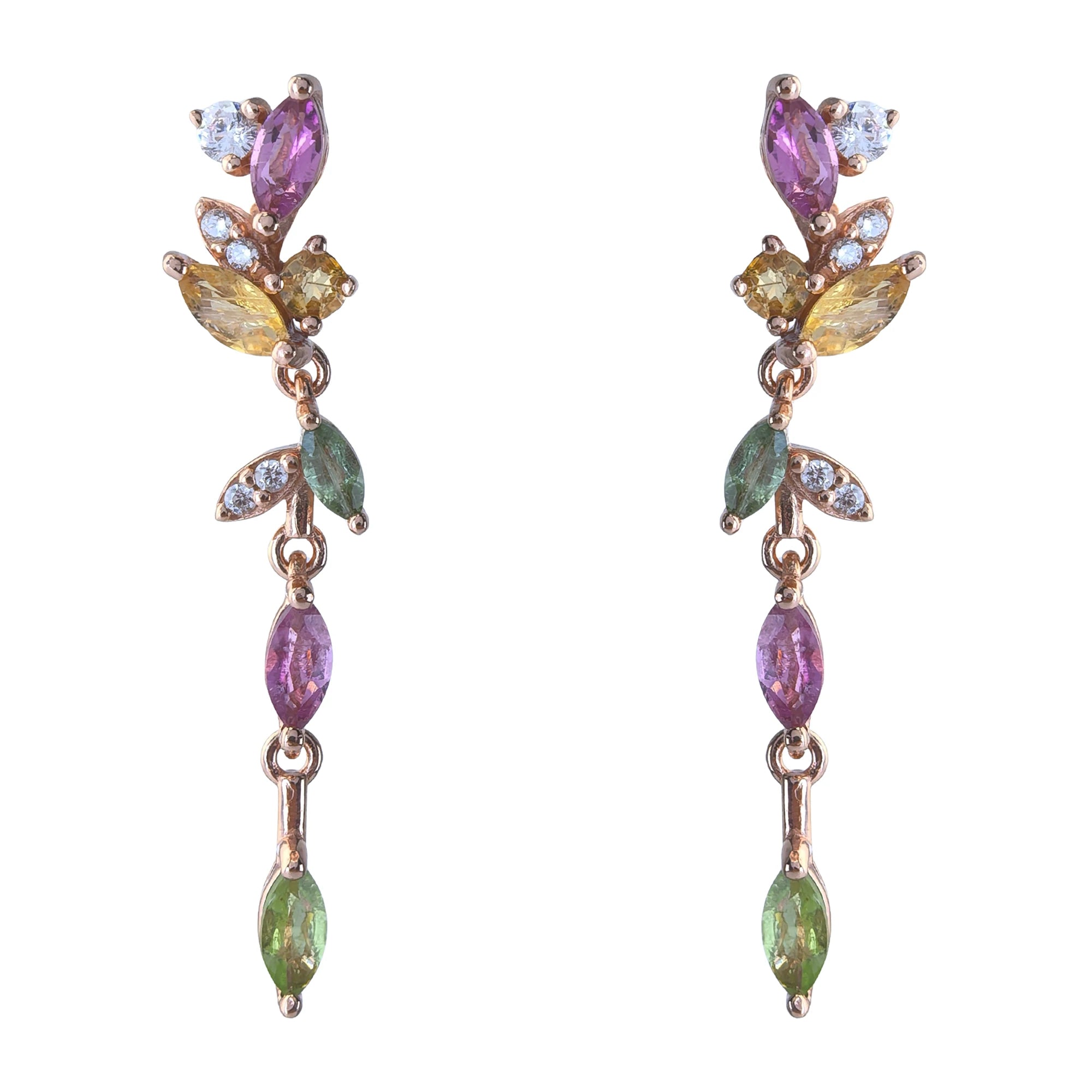 Factory Wholesale Rose Gold Plated 925 Sterling Silver Natural Tourmaline Drop Earrings for Women Birthday Gift Daily Wear