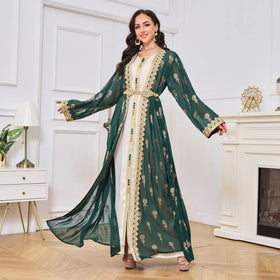 Wholesale Manxun Abaya Designs Beautiful Hooded Emirati Embroidery Fashion Islamic Morocco Style Hijab for Traditional Muslim