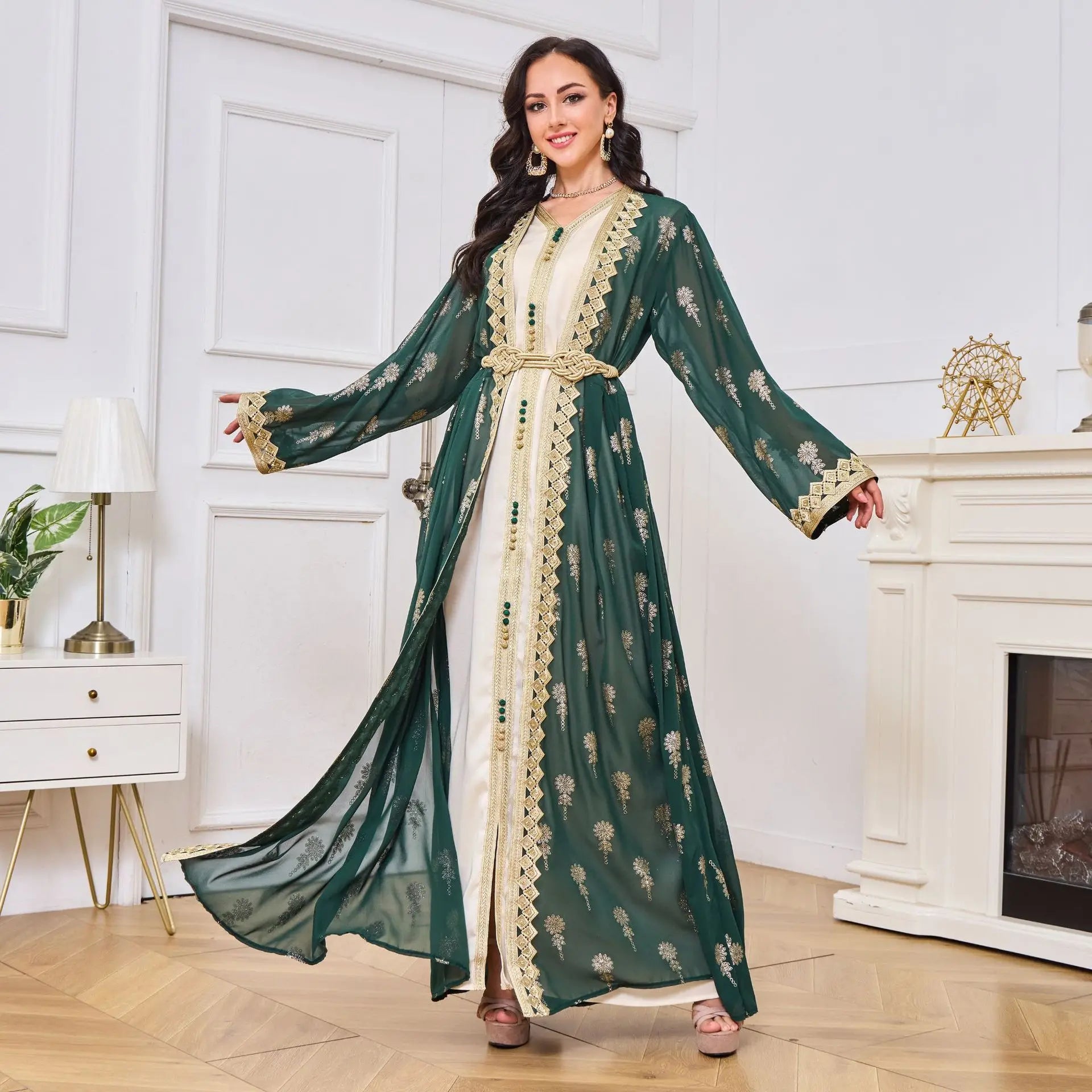 Wholesale Manxun Abaya Designs Beautiful Hooded Emirati Embroidery Fashion Islamic Morocco Style Hijab for Traditional Muslim