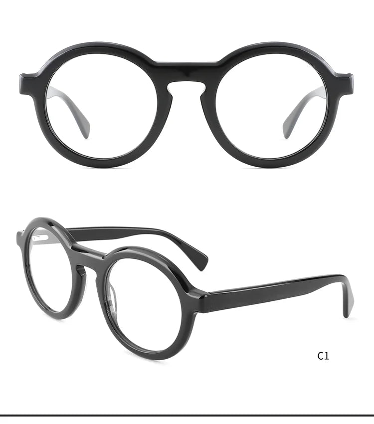YC 2024 Frame Optical Frame Eye Glasses Color Round Myopia Wholesale Custom Eyeglasses Acetate Glasses