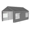 12x20 FT Heavy Duty Metal Carport Canopy Boat Garage with Removable Sidewalls and Roll-up Ventilated Windows