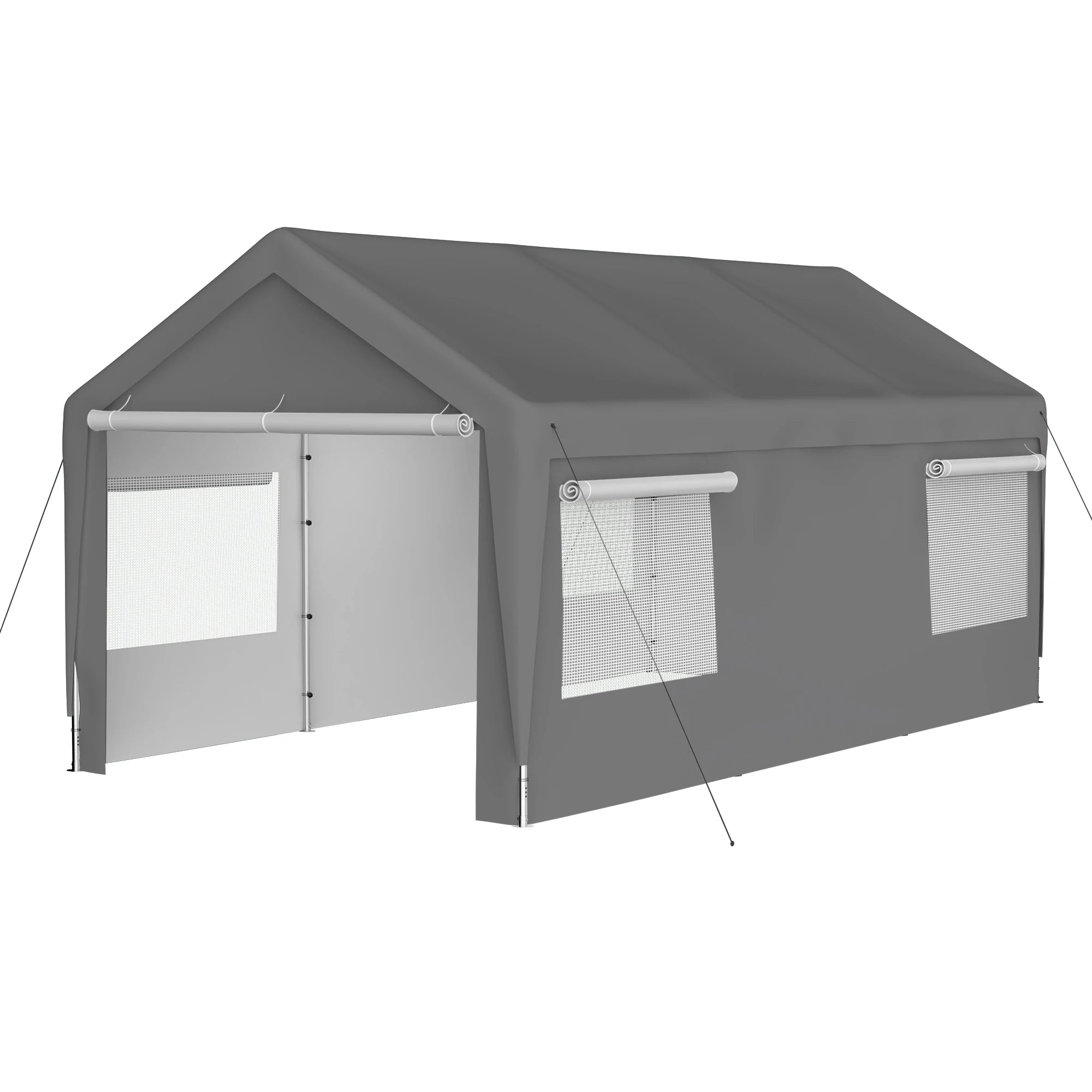 12x20 FT Heavy Duty Metal Carport Canopy Boat Garage with Removable Sidewalls and Roll-up Ventilated Windows
