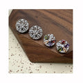 Luxurious Colorful Five-petal Flower Micro-set Zircon Hand-stitched Buttons Copper Shirt Sweater Accessories Garment Button