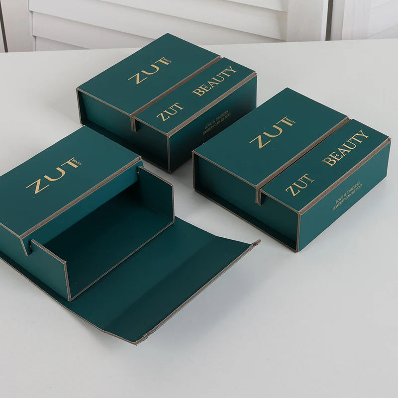 MiLan Custom Logo Clamshell Carton Foldable Pearl Necklace and Ring Jewelry Packaging