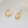 Fashion Design 14K Gold Plated Round Oval Shape Flower Pattern Charm Pendant