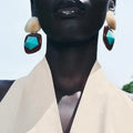 ZA New Red Green Color Resin Turquoise Geometric Drop Earrings Simple Elegant Banquet Wedding Women Accessories