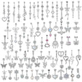 Fashion Stainless Steel Rose Gold Plated Zircon Navel Ring Exquisite Butterfly Heart Shaped Flower Bow Belly Button Ring for